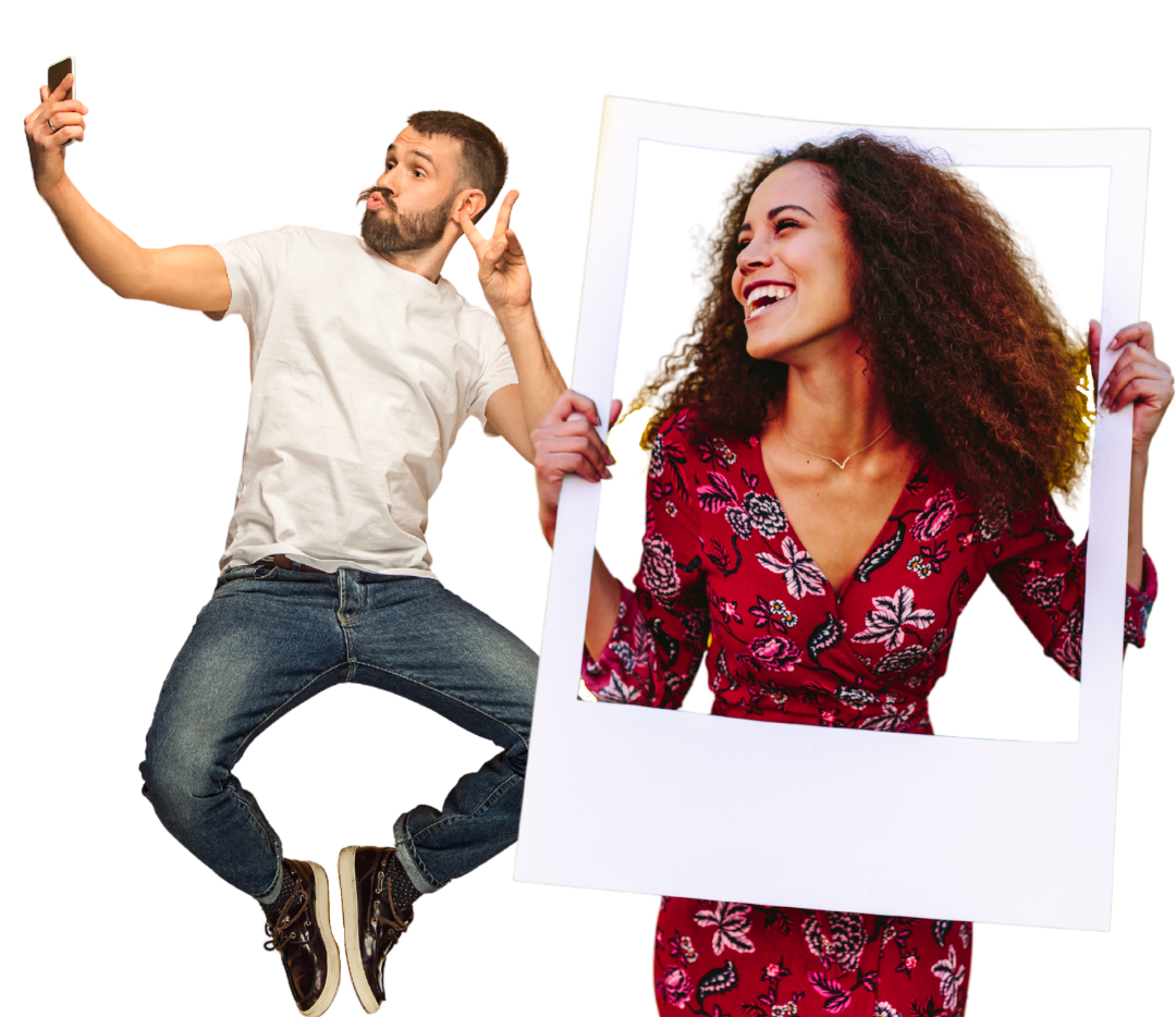 guy jumping selfie with girl guy jumping taking a selfie with girl in frame